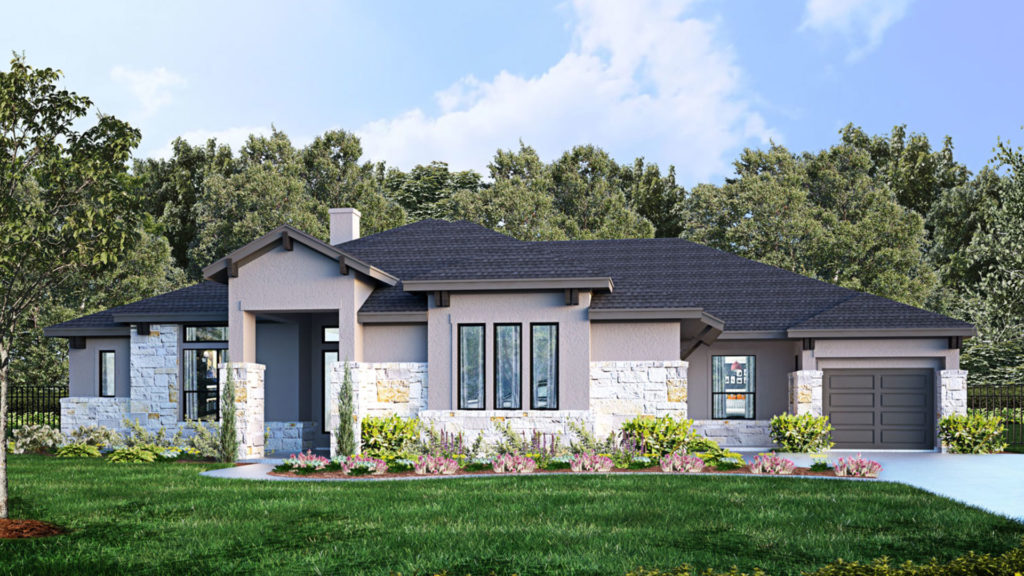 Exterior view of the Carmel  home floor plan offered in Lago Vista